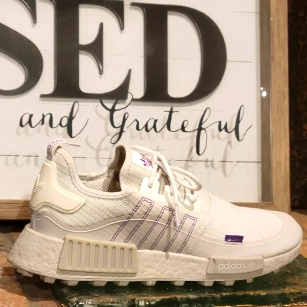 adidas Cream and Purple Athletic Shoes